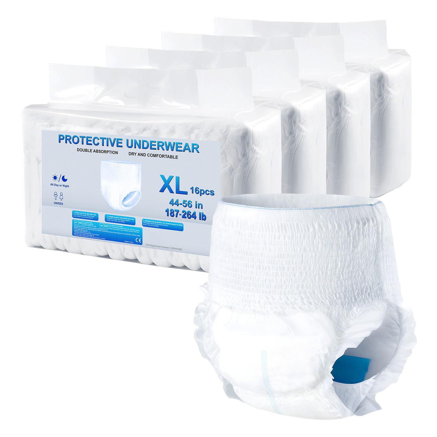 Uimoso Adult Incontinence Underwear Protective Underwear for Men & Women XL Size