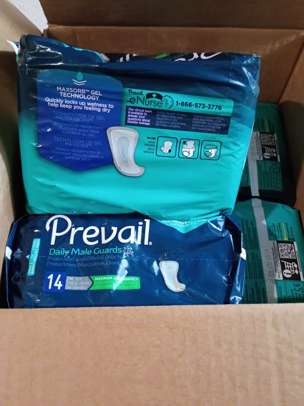 Prevail Daily Male Guards Maximum Absorbency 8 Bags of 14 Total of 112 Guards