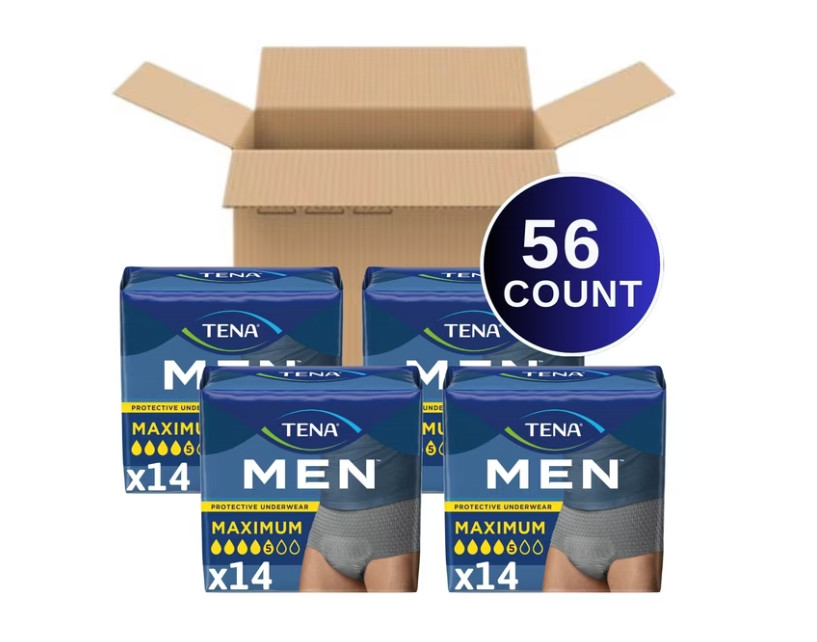 TENA Men Maximum Incontinence Underwear XXL 56 Count 55-66 Waist