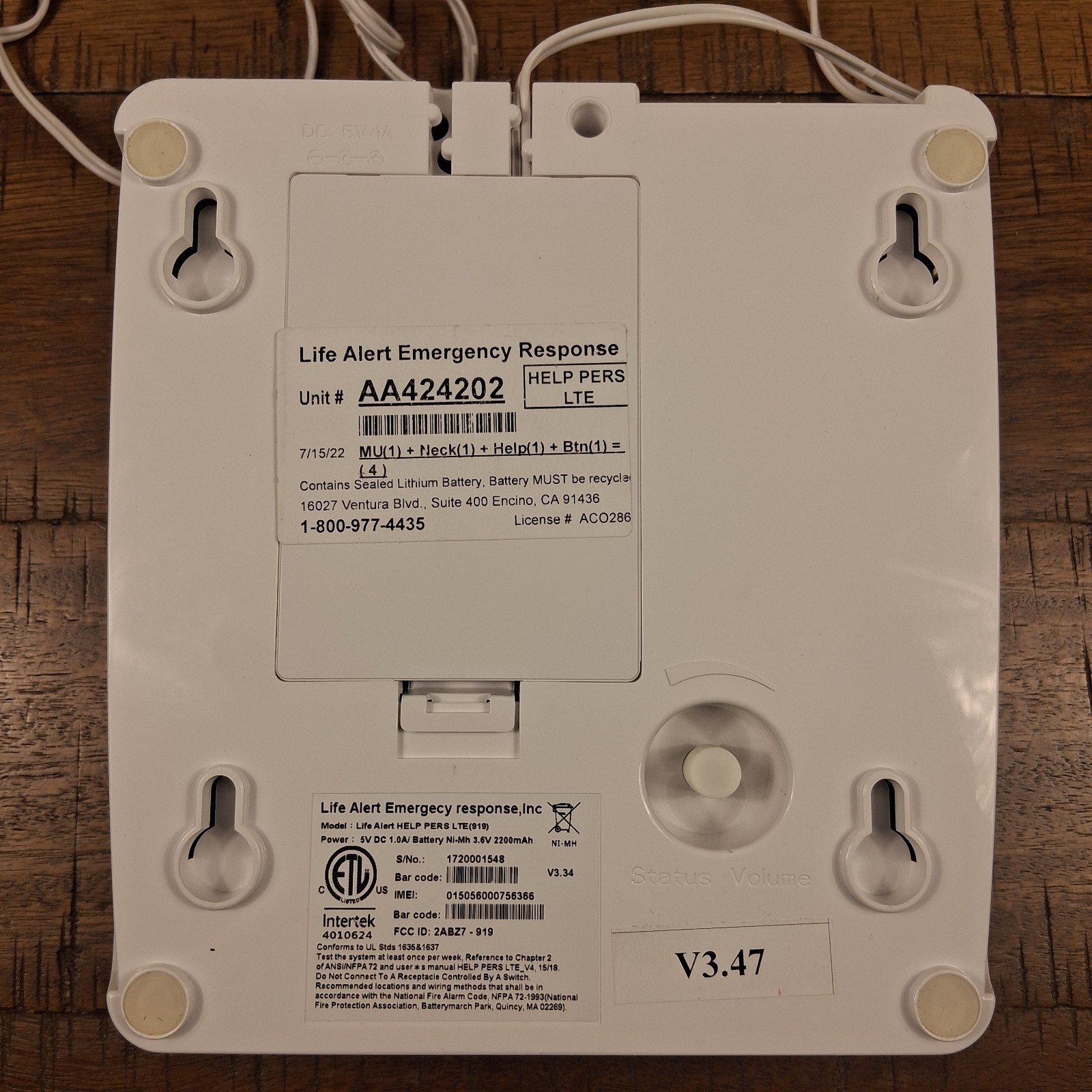 EXCELLENT – Life Alert Emergency System Base Unit ONLY Model: Help Pers 915