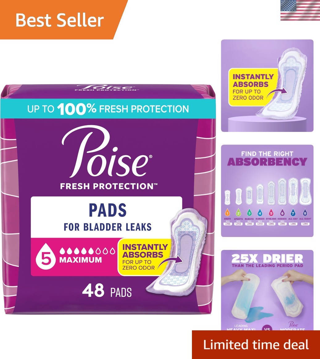 Incontinence & Postpartum Pads for Bladder Leaks, 5 Drop Maximum Absorbency, …
