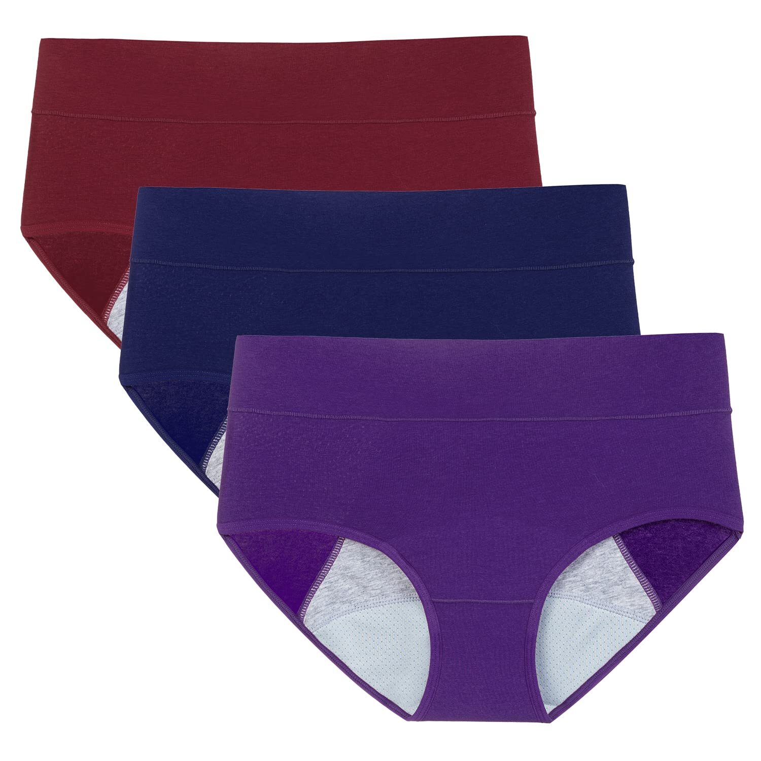 Women Leakproof Cotton Underwear Heavy Flow Period Panties Regular & Plus Sizes