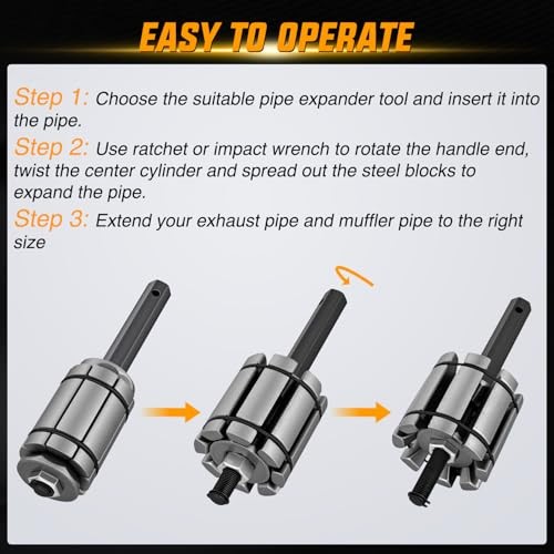 3PCS Exhaust Pipe Expander Tool Set 1-1/8” to 3-1/2” Heavy Duty Exhaust