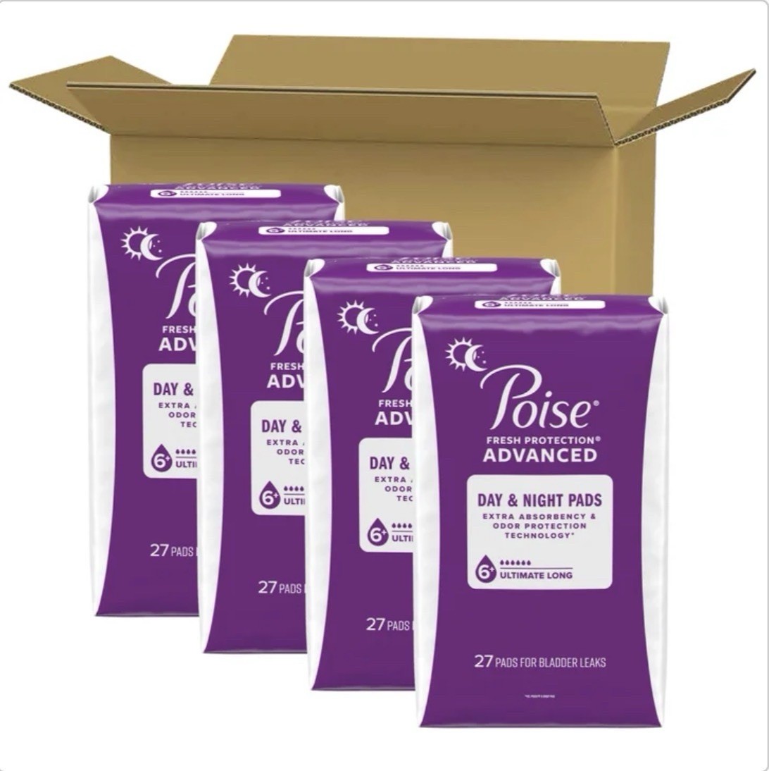 Poise Advanced Ultimate Absorbency Long Pads Incontinence 108 Count