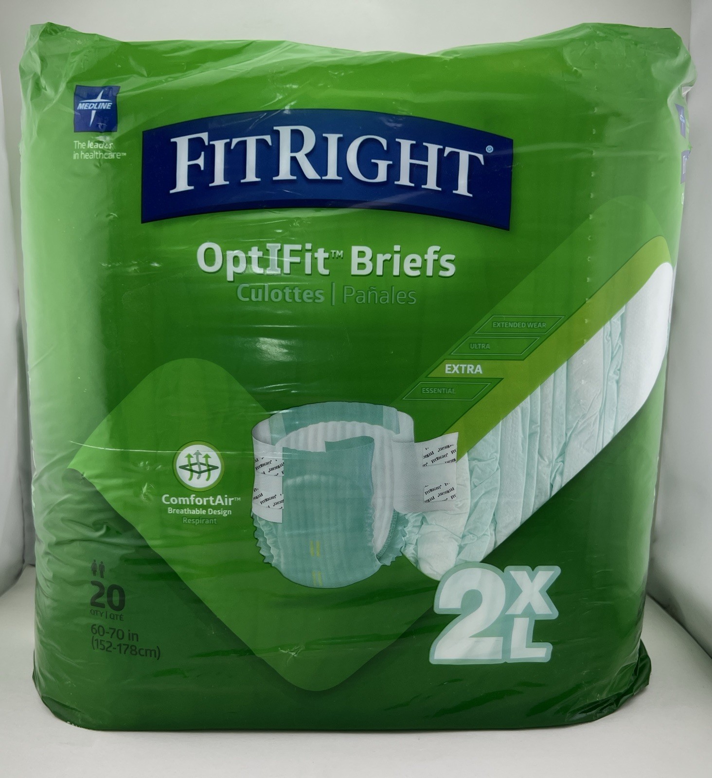 FitRight OptiFit EXTRA Briefs Adult Diapers Moderate Absorbency, 2XL, 20 Count
