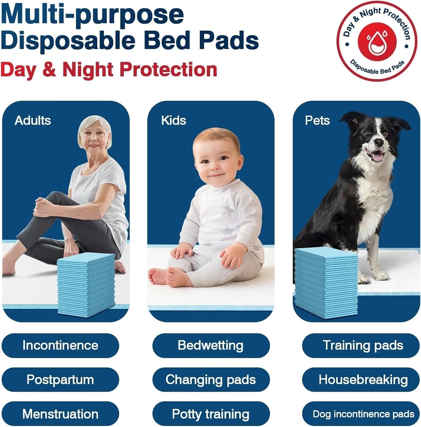 Tear-Resistant Disposable Bed Pads 30″ x 36″ 50 Count Absorbent Underpads, Ch…