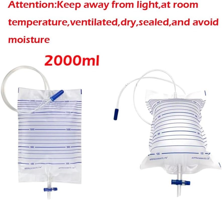 2000Ml Catheter Bags for Men and Women 5 Pack Professional Urinary Drainage Bags