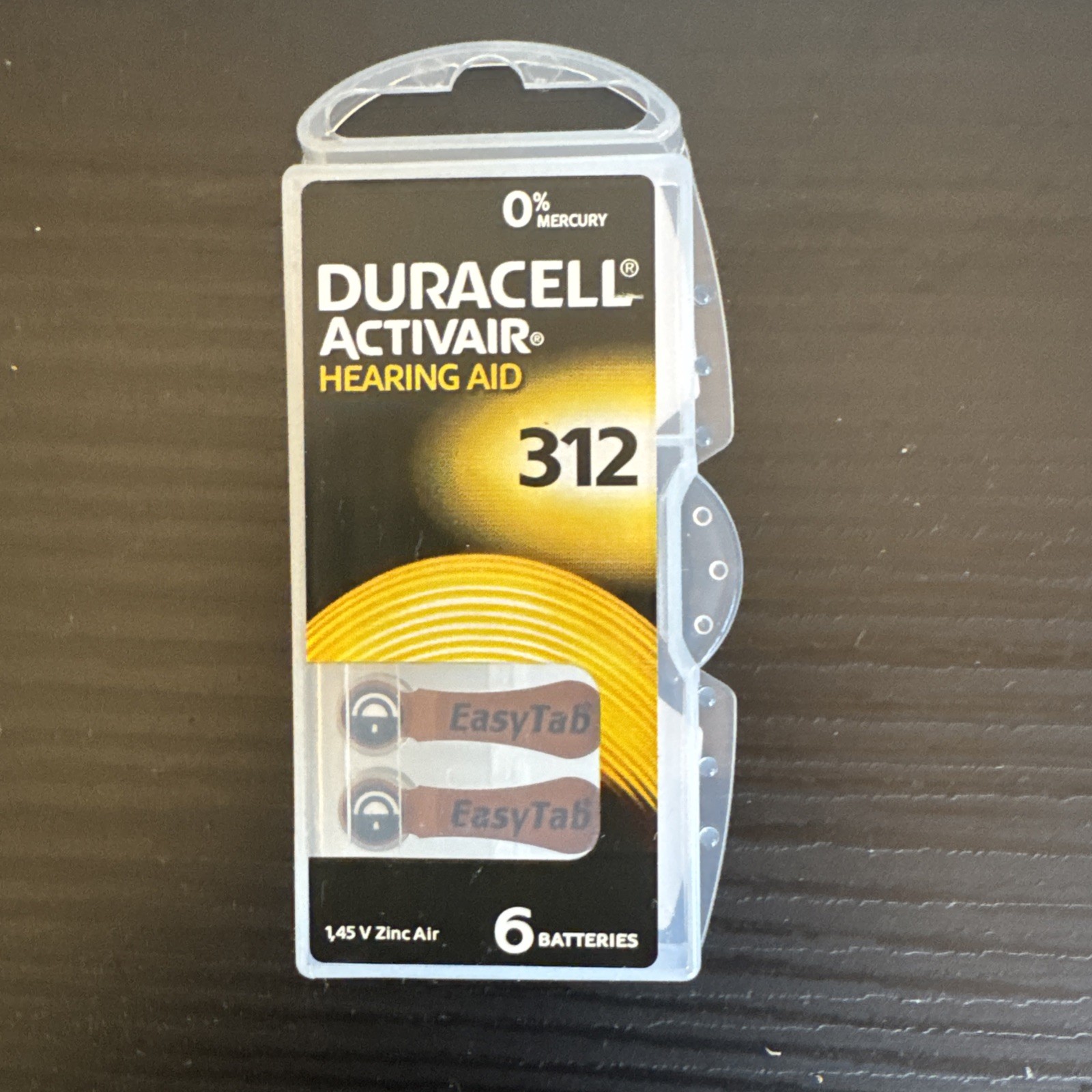 Duracell 312 Zinc Air Hearing Aid Batteries – 6 Count- EXP 12/2024