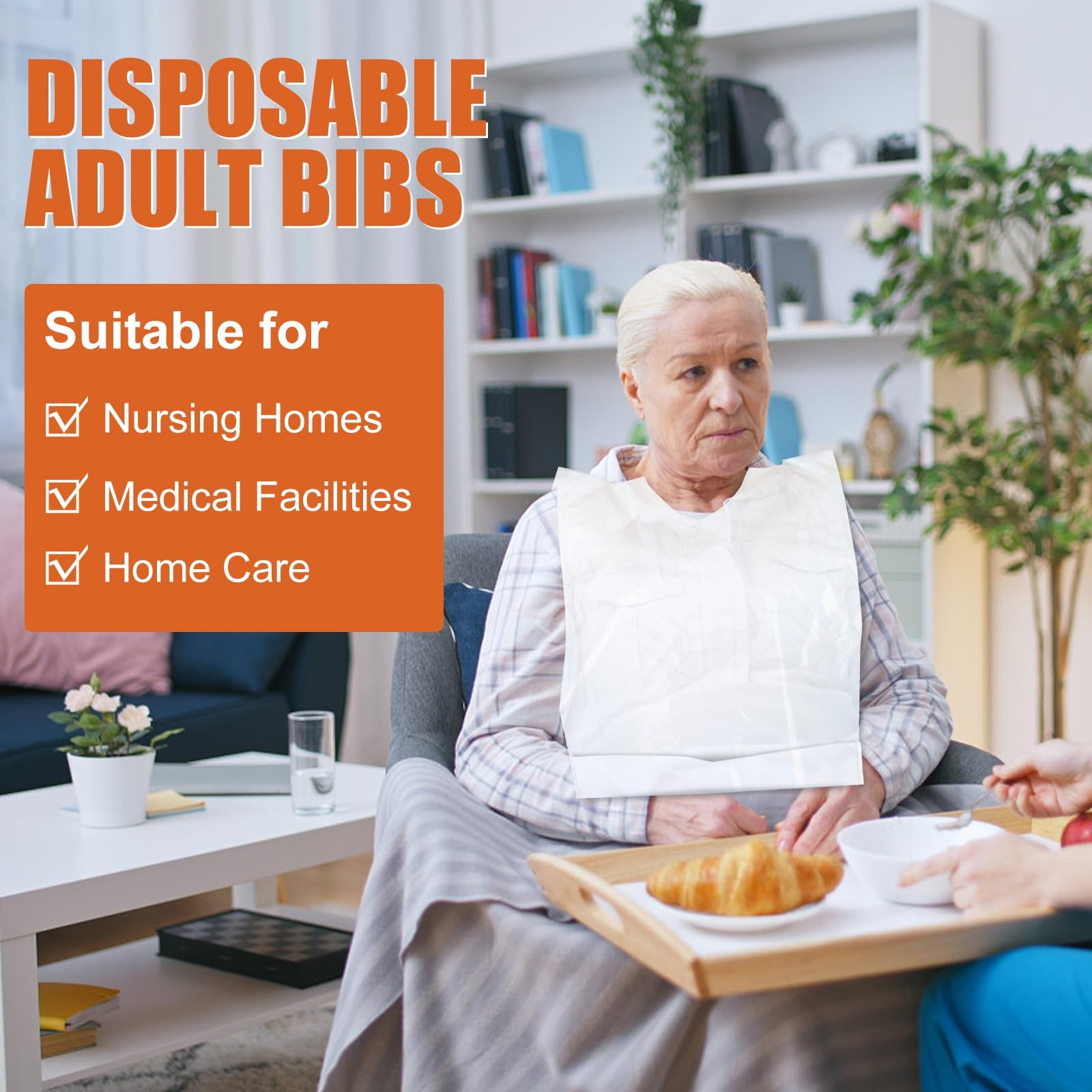 Nonley Disposable Adult Bibs 50 Pack – Dining Medium, 50 Pcs