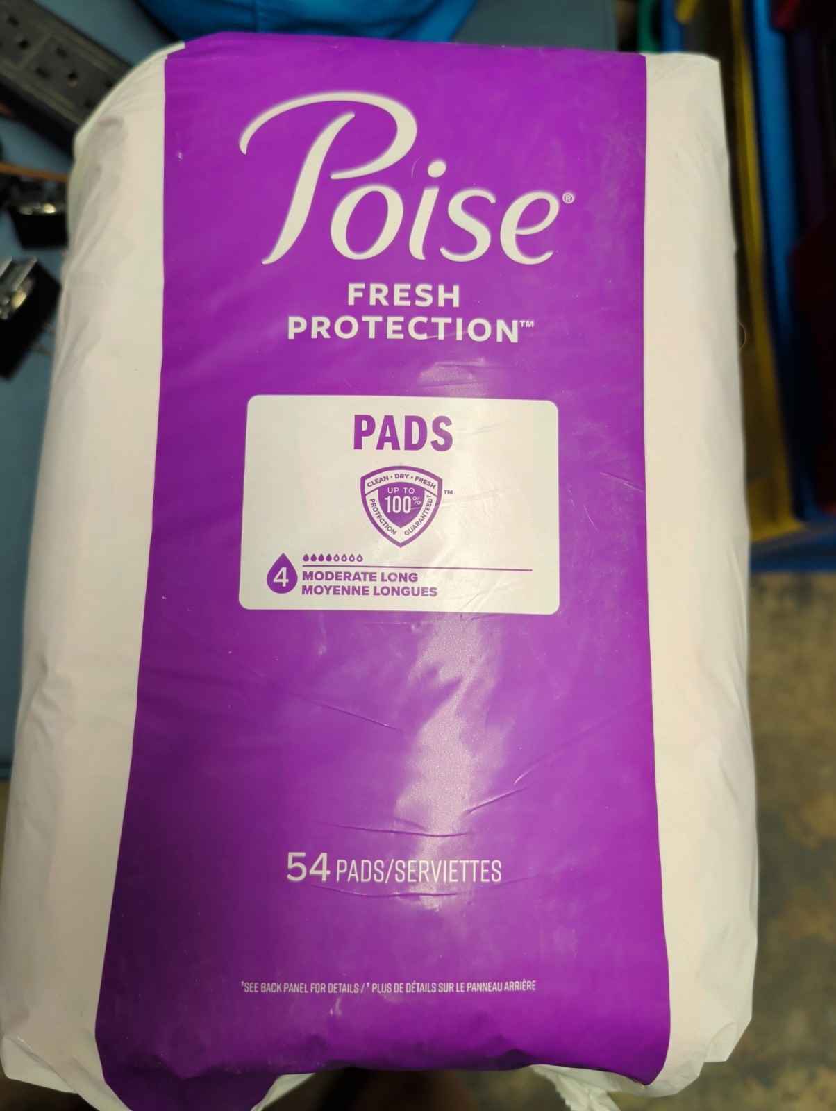 Poise Ultra Thin Incontinence Pads 4 Drop Moderate Absorbency Long Length 54 Ct