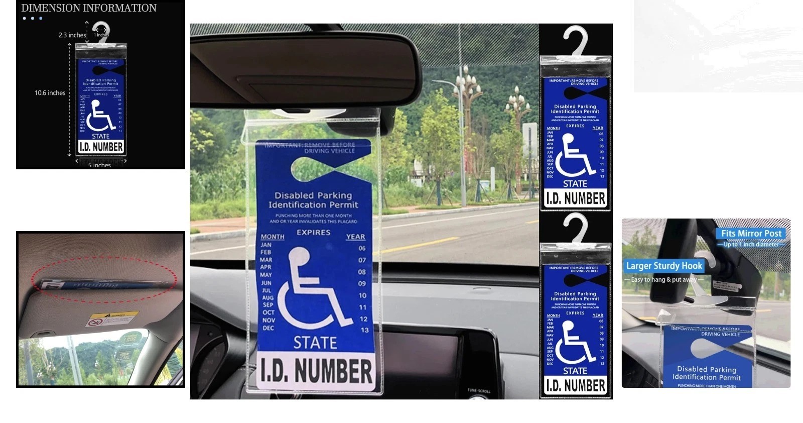 Handicap Placard Holder 2 PCS – High-Quality Transparent Design for Vehicles
