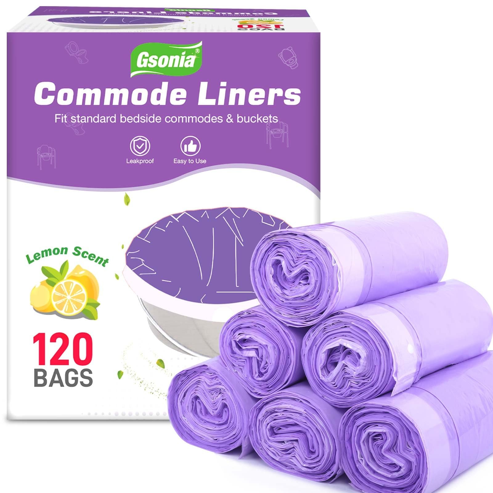 Commode Liners 120pcs Strong Portable Toilet Bags Leak Proof Lemon Scented