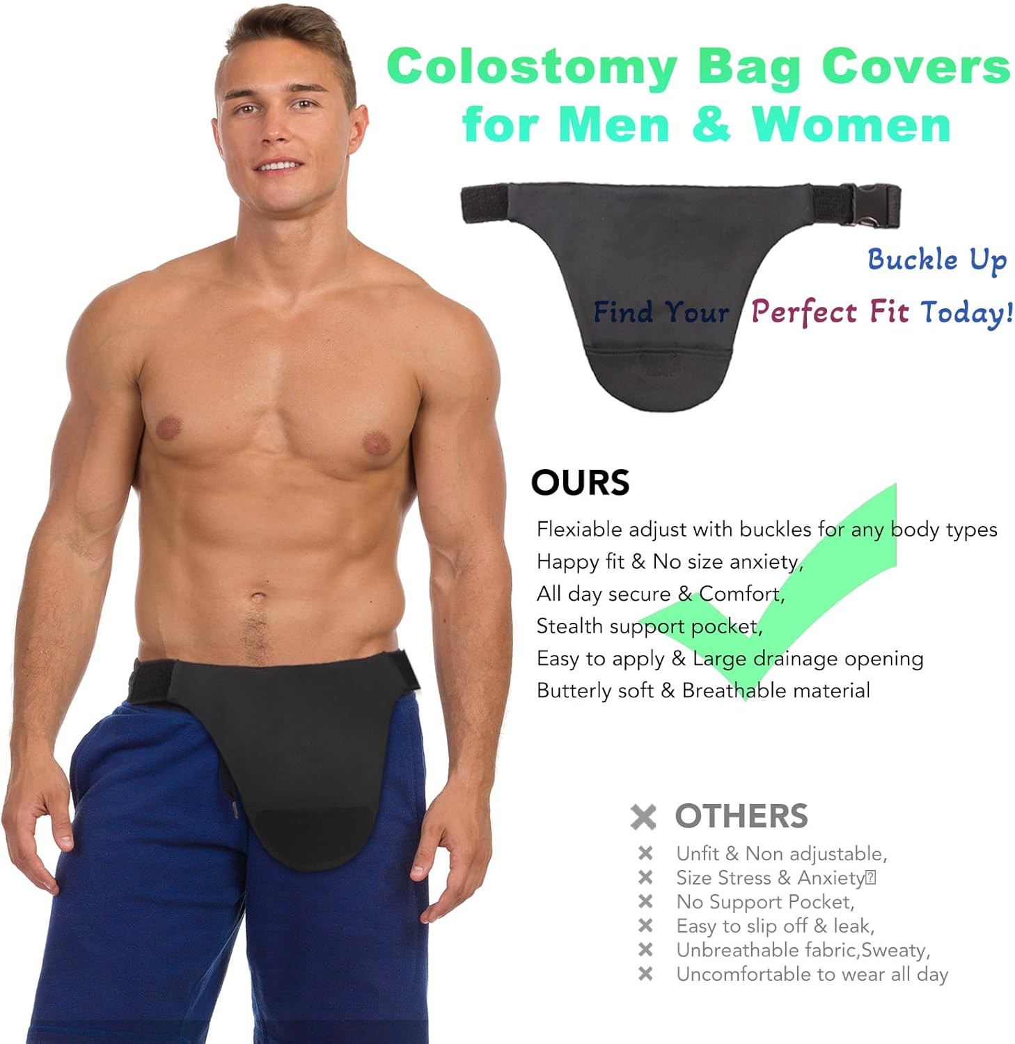 Ostomy Belts for Men and Women Adjustable Stealth Belt for Ostomy Bag Men Women