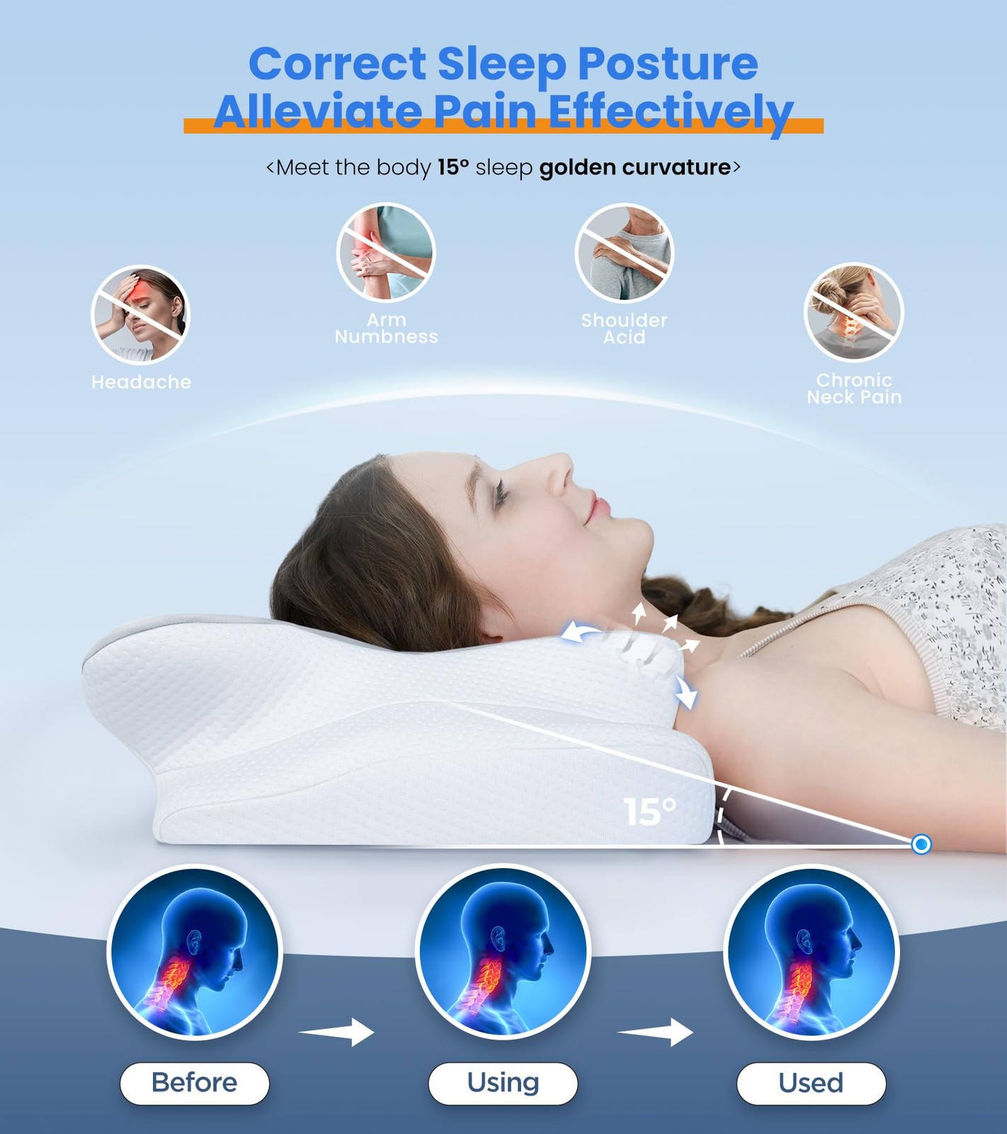 Cozyplayer Ultra Pain Relief Cooling Pillow For Neck Support Adjustable