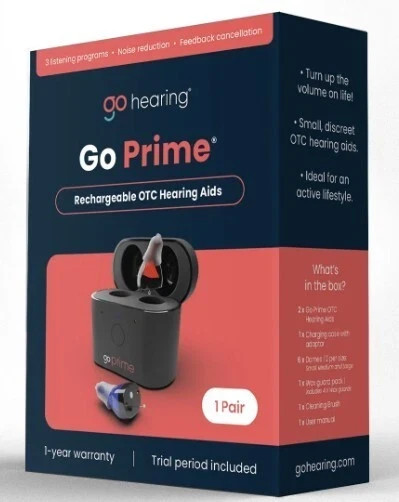 New Go Hearing – Go Prime Rechargeable OTC Hearing Aids with Charging Case Brand