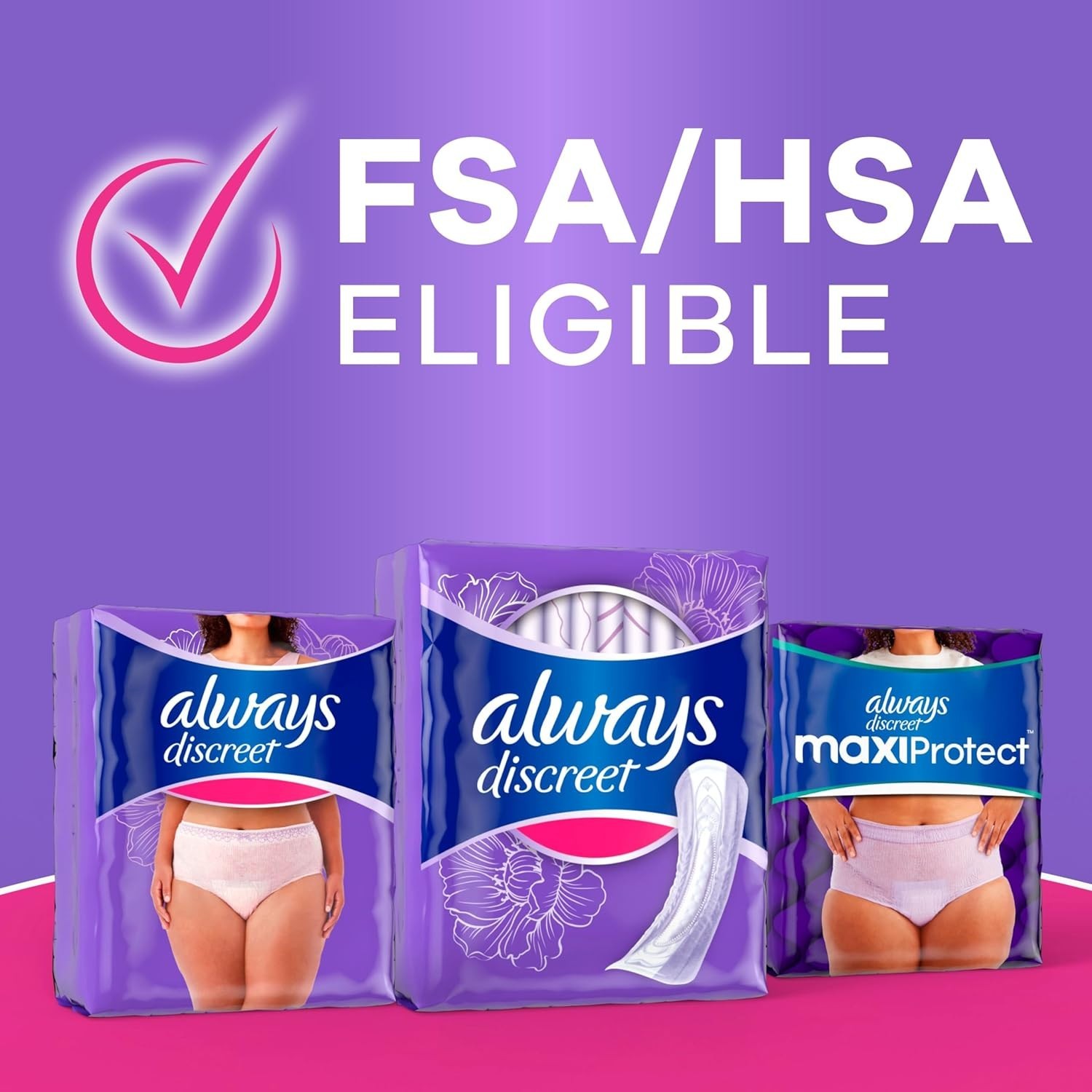 Always Discreet Adult Incontinence Pads for Women, Maximum Absorbency, Regular L