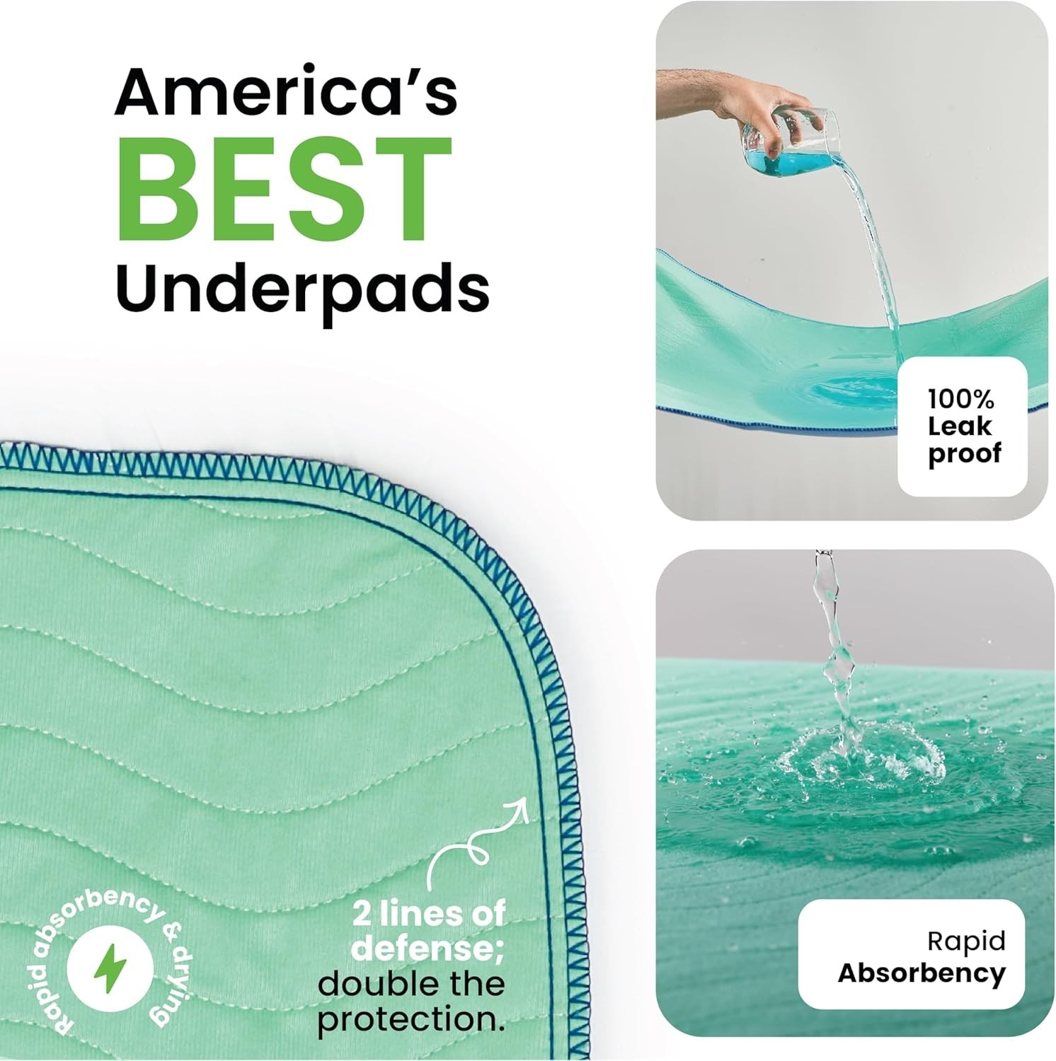 Reusable Underpads 34×36 4 Pack Heavy Absorbent Waterproof Incontinence Pads