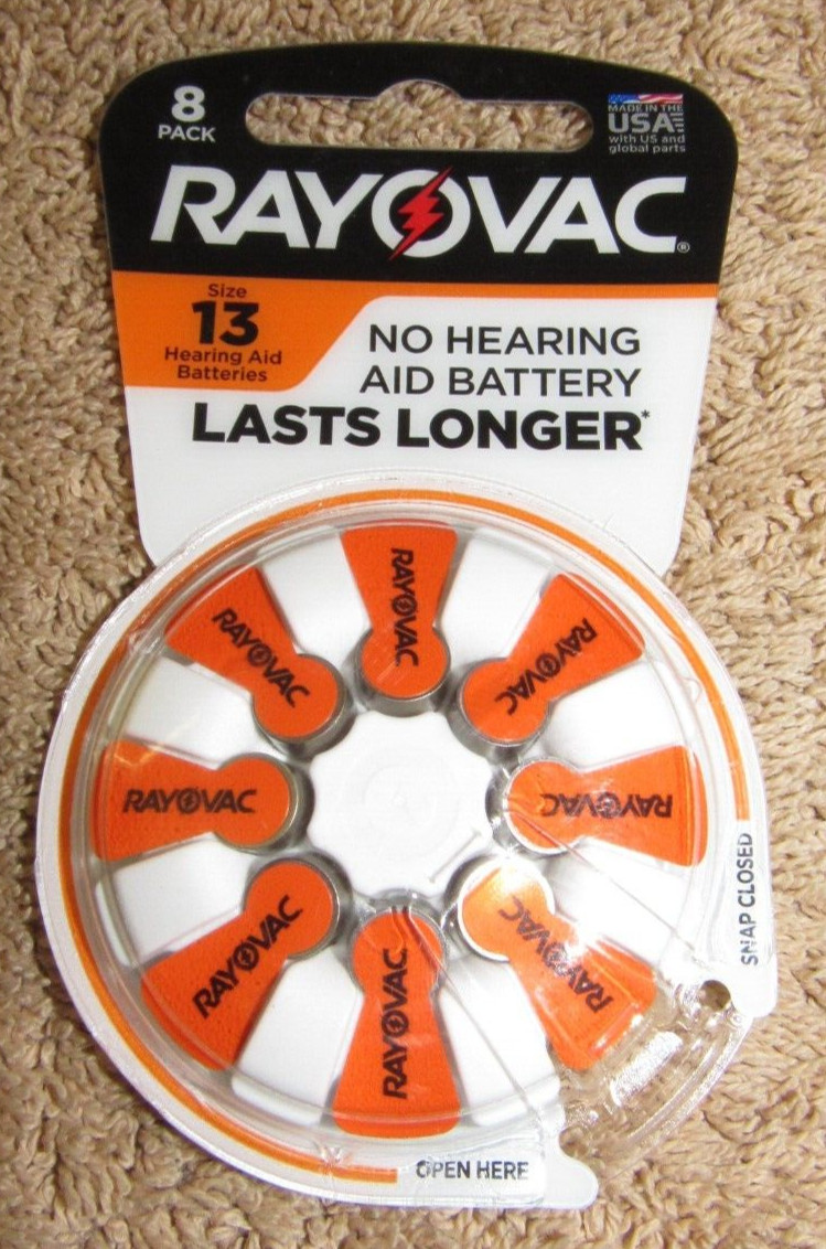 Rayovac 8 Pack Hearing Aid Batteries – Size 13 Exp: 09/2026