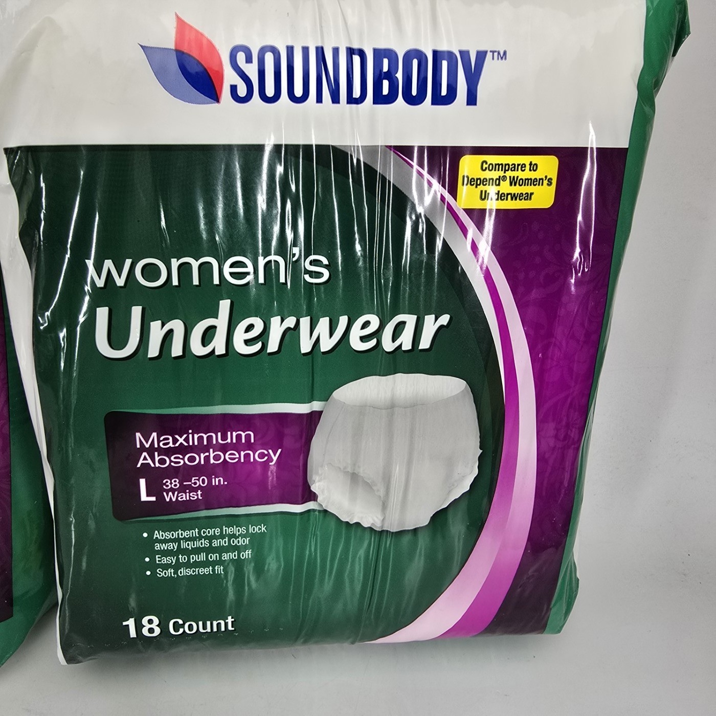 Soundbody 2 Womens Large Underwear 38 – 50″ Waist Two 18 Count Absorbency Sealed