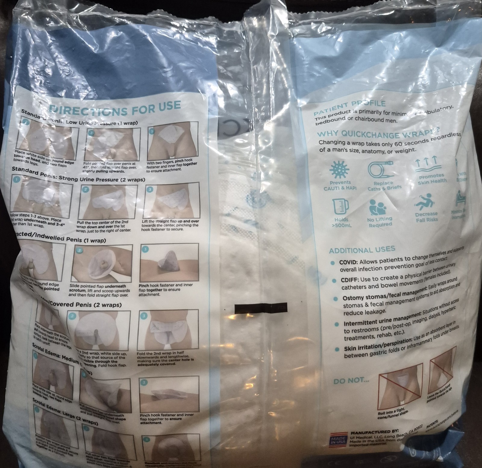 QuickChange Urine Management Wrap White Men Superabsorbent 25 Count