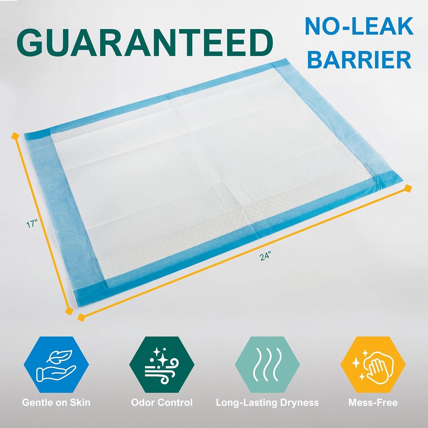 Incontinence Pads 17” x 24” Bed Covers Bulk Pack