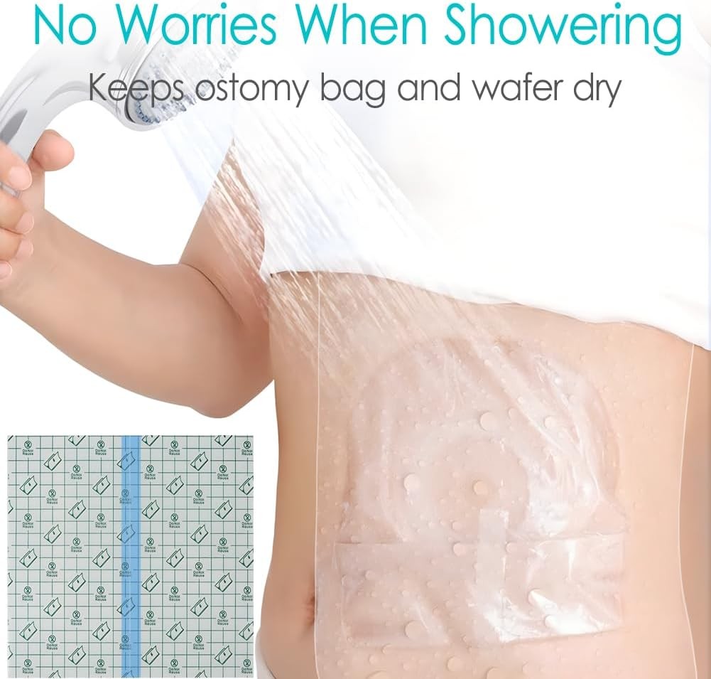 Waterproof Ostomy Bag Shower Cover with Non Cover(9×9, Pack of 25)