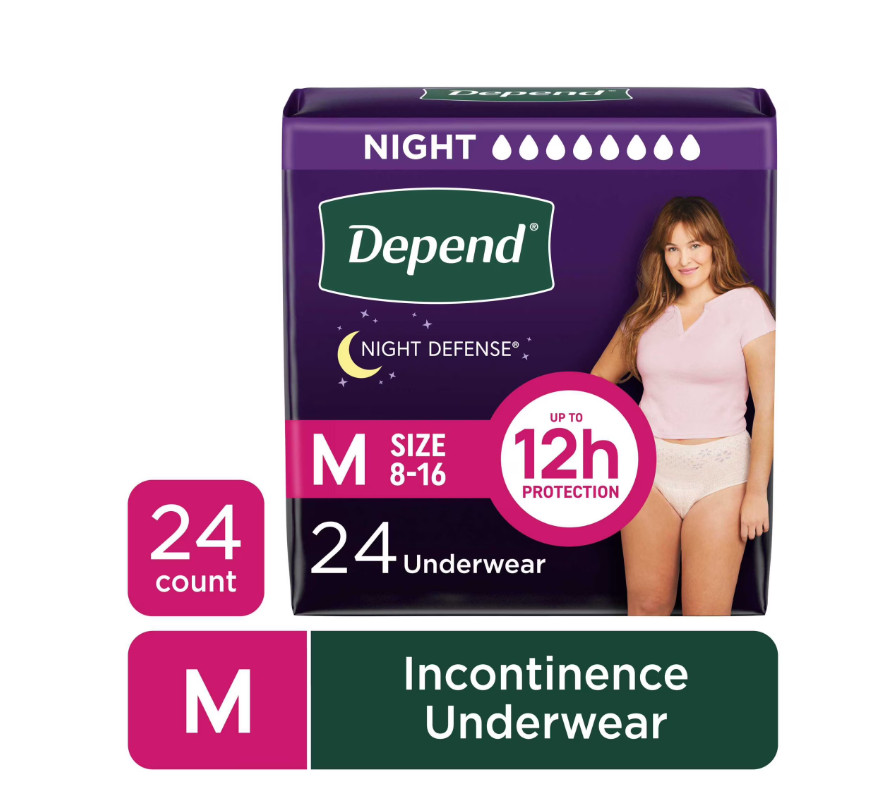 Night Defense Women’s Incontinence Underwear M, 24 Ct