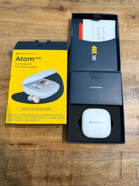 Audien Atom One Rechargeable OTC Hearing Aids Wireless Small Hearing Device Buds