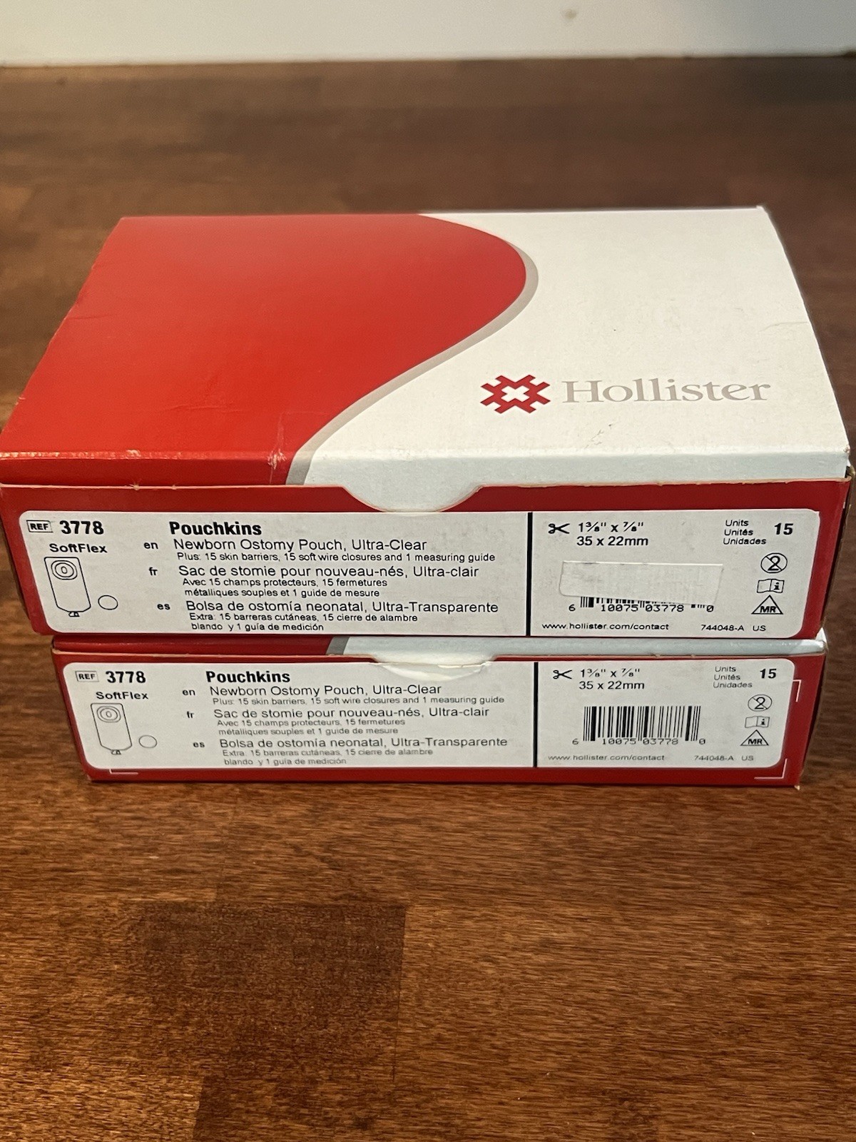 Lot Of 2 Hollister 3778 Pouchkins Newborn Ostomy Pouch Ultra-Clear, 15 sets box