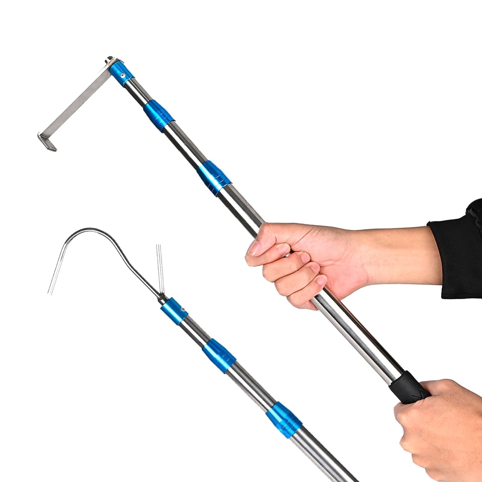 6.3 Ft Truck Cargo Grabber Reach Retriever Tool with Two Hooks, Pickup Truck Bed