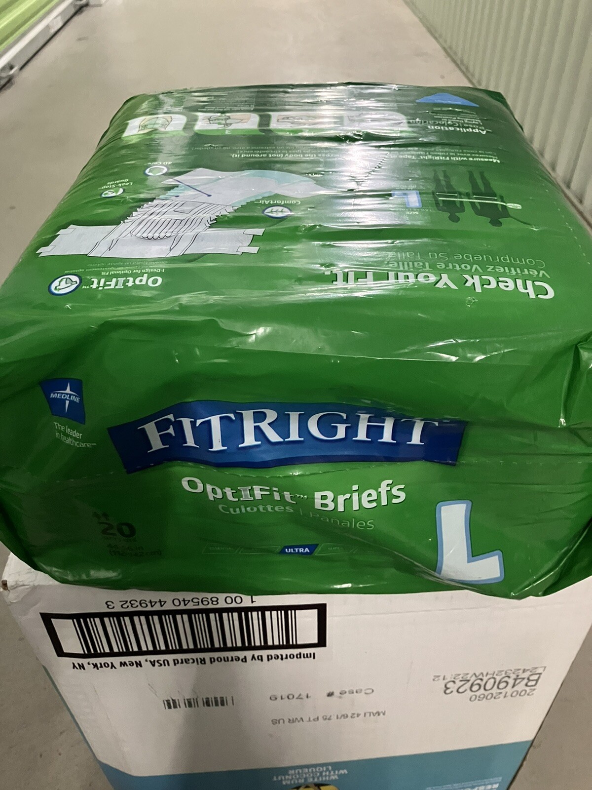 MEDLINE 40x FitRight OptiFit Ultra Adult Sz L Leak-Stop Incontinence Briefs NEW
