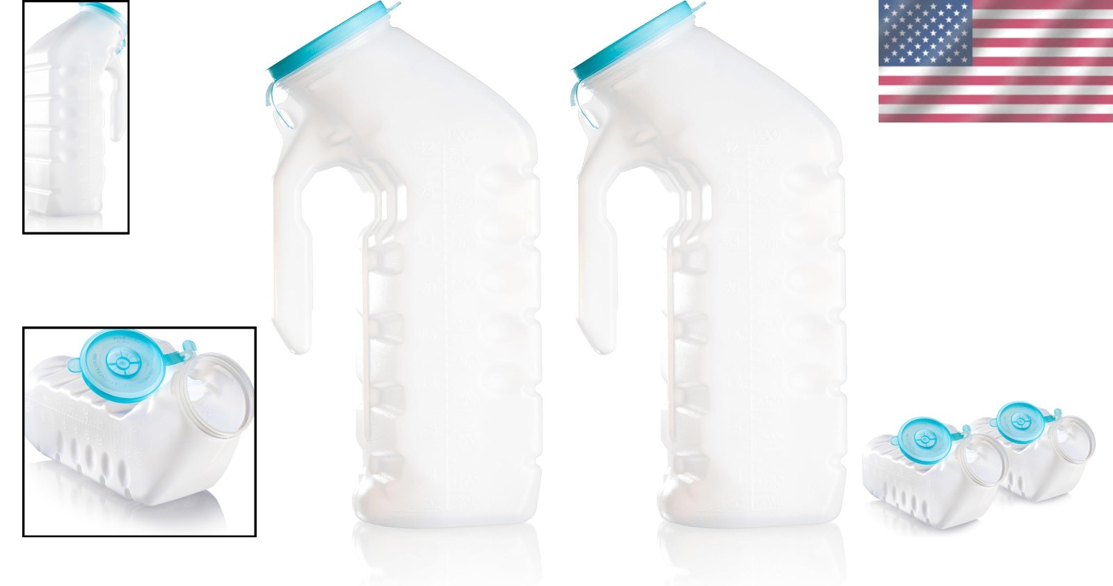 Glow-in-the-Dark 32 Oz Male Urinal Bottles – Leak-Proof & Portable 2 Pack