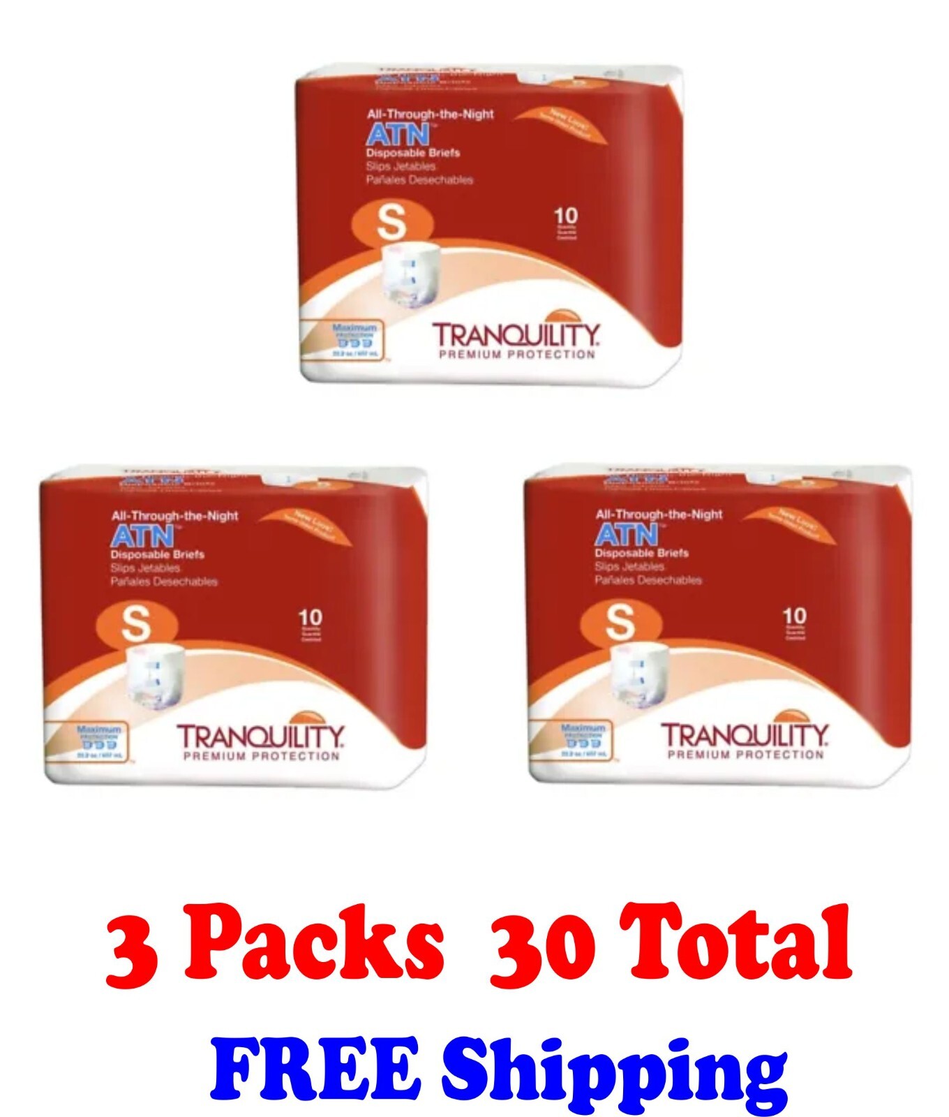 Tranquility ATN (All-Through-the-Night) Adult Disposable Briefs – Small – 30 ct