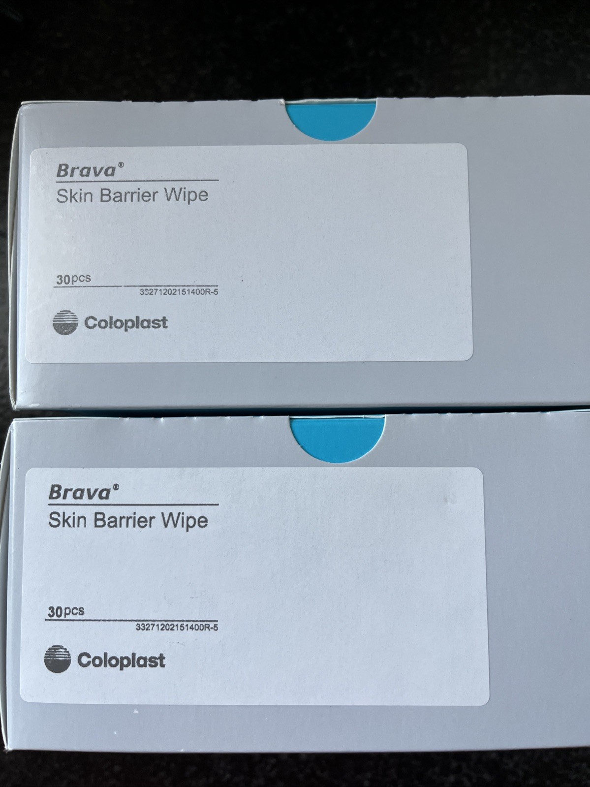 2 New Boxes of 30 Coloplast 120215 BRAVA Skin Barrier Wipes Exp. 2027 and 2028