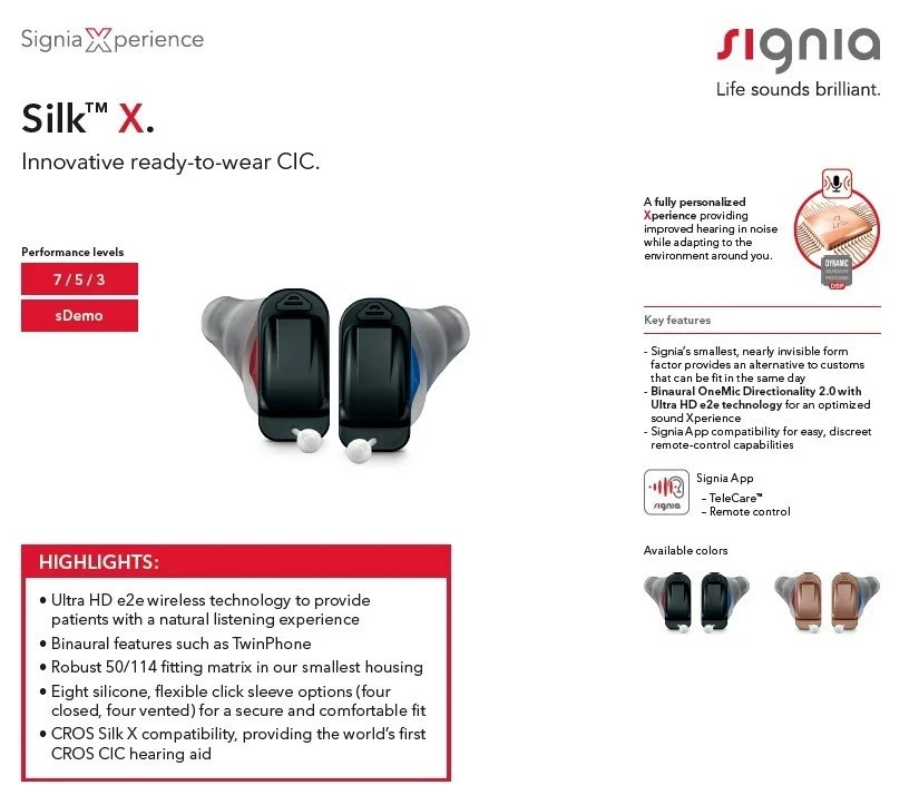 New Pair S igni a Silk 7X Fully Upgraded TRIAL Hearing Device FREE ConnexxAir