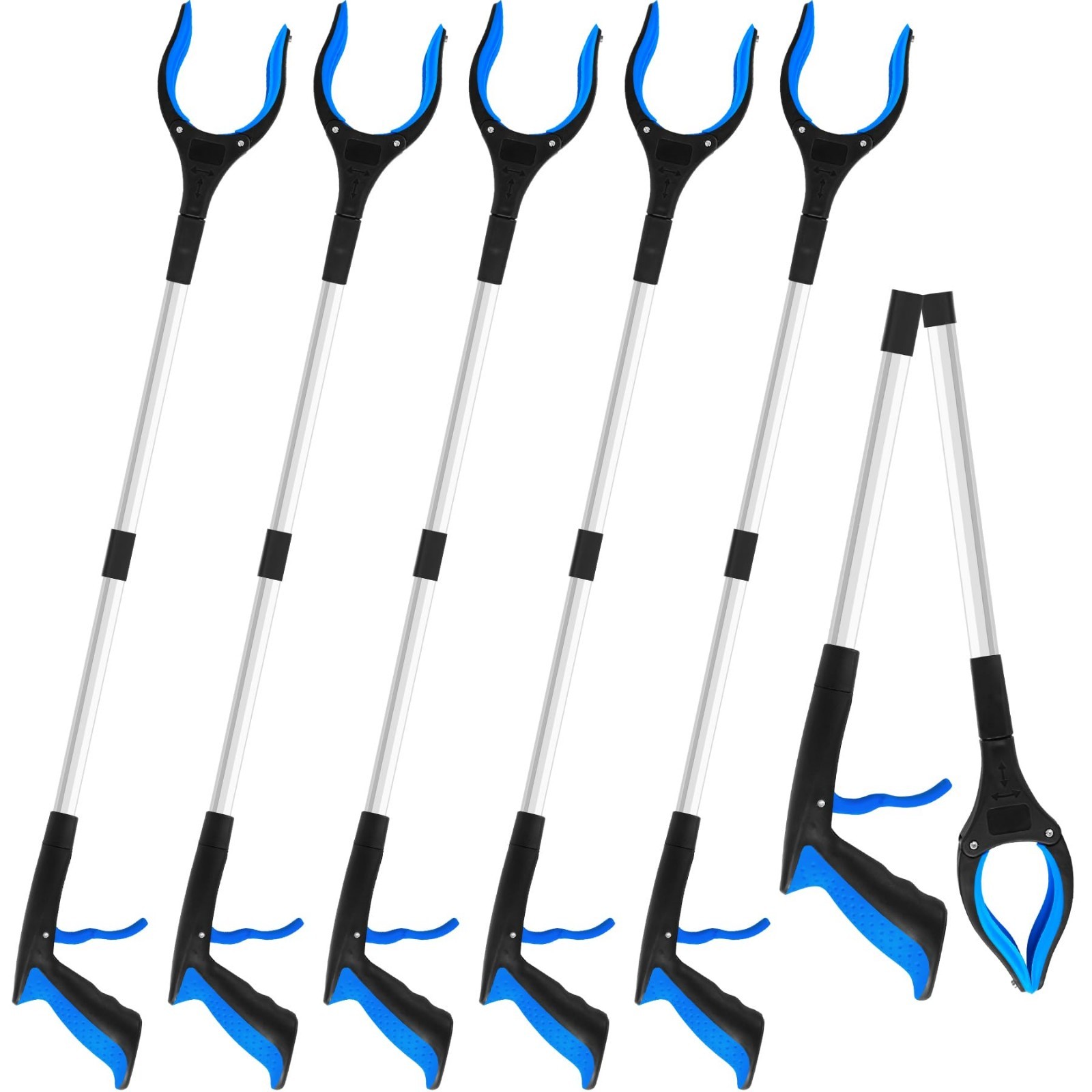 6 Pack 32″ Heavy Duty Trash Grabber Tool – Foldable, Ergonomic Handle, Non-Slip