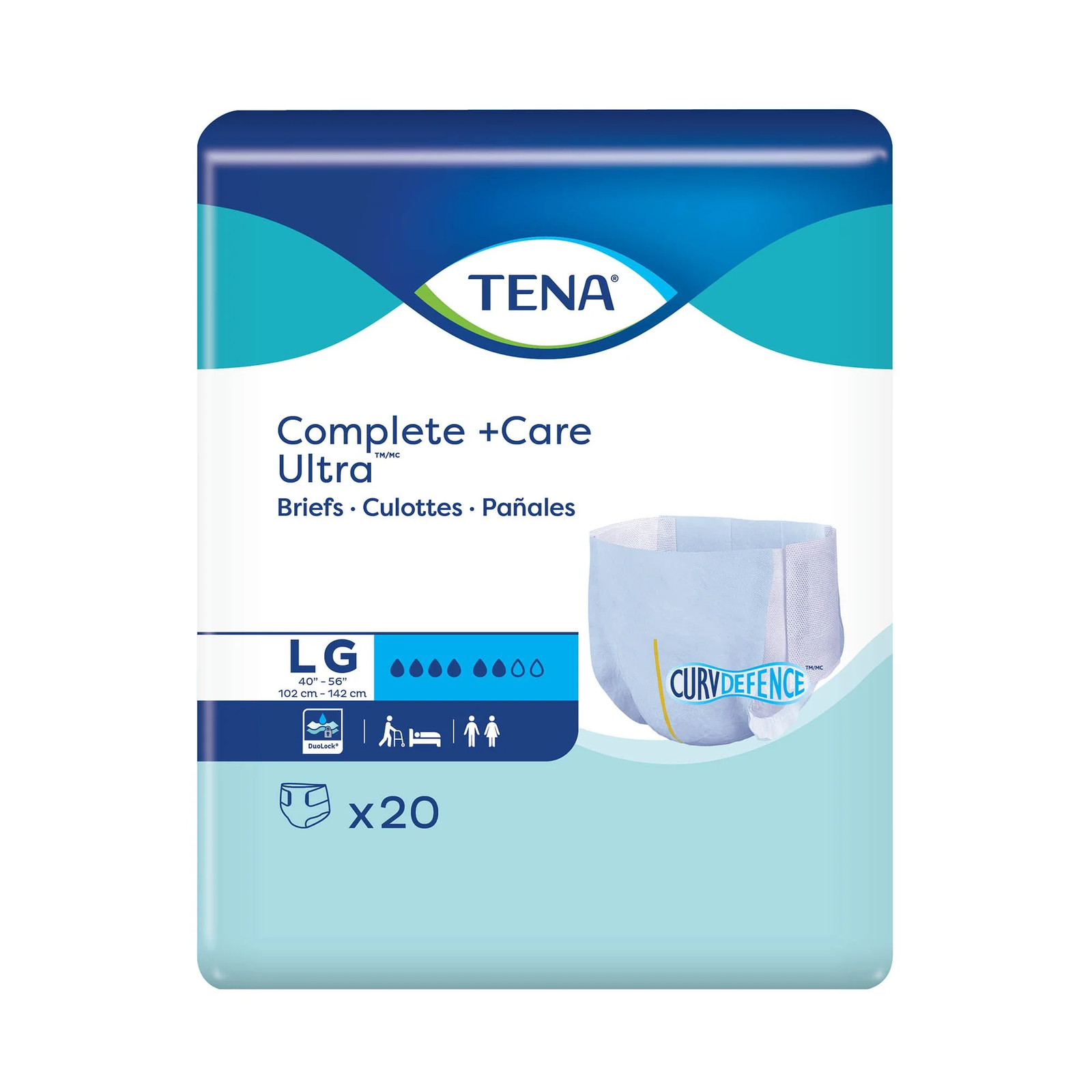 TENA Complete + Care Ultra Briefs Large Blue – Moderate Absorbency