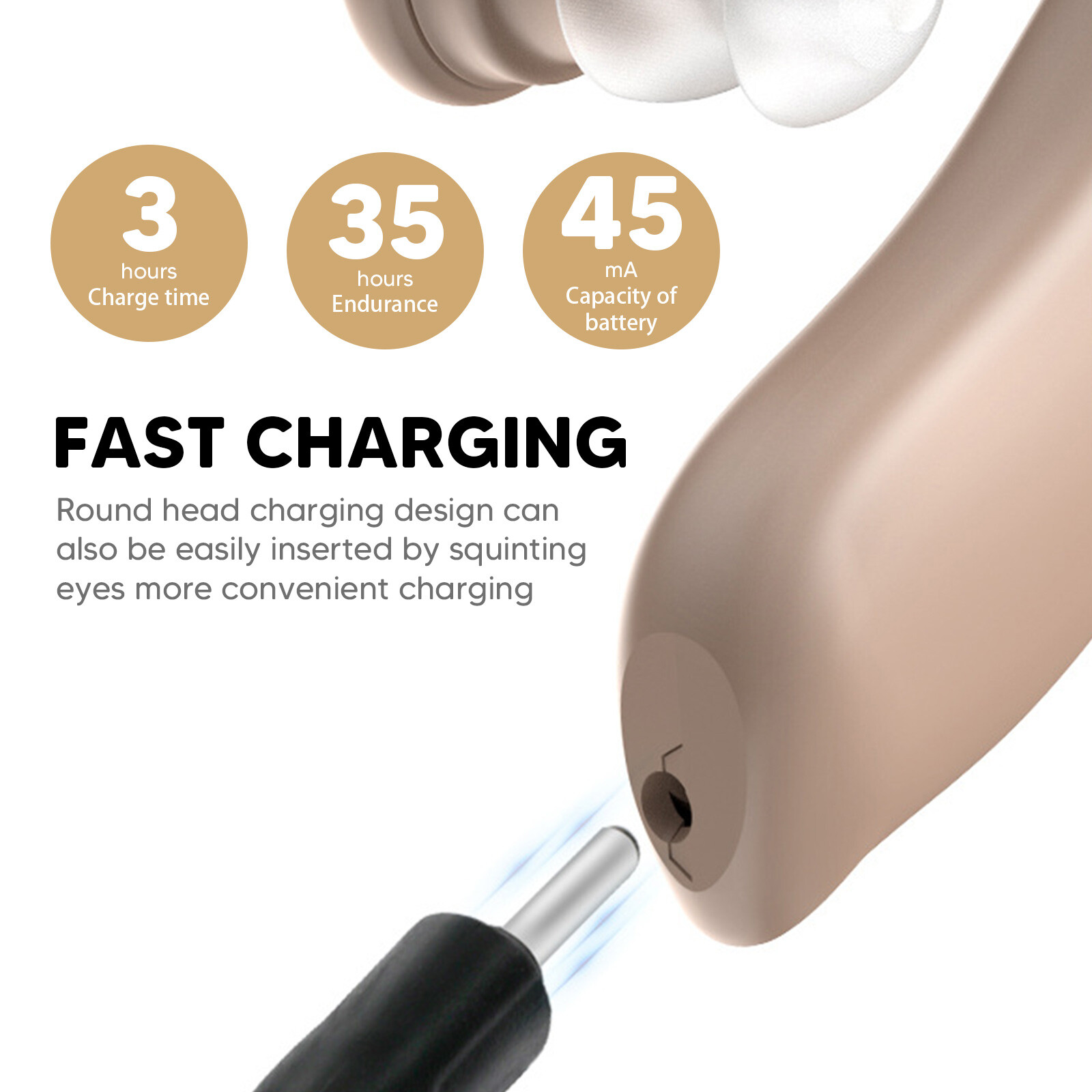 1 Pair Of Digital Hearing Aid Severe Loss Rechargeable Invisible BTE Ear Aids