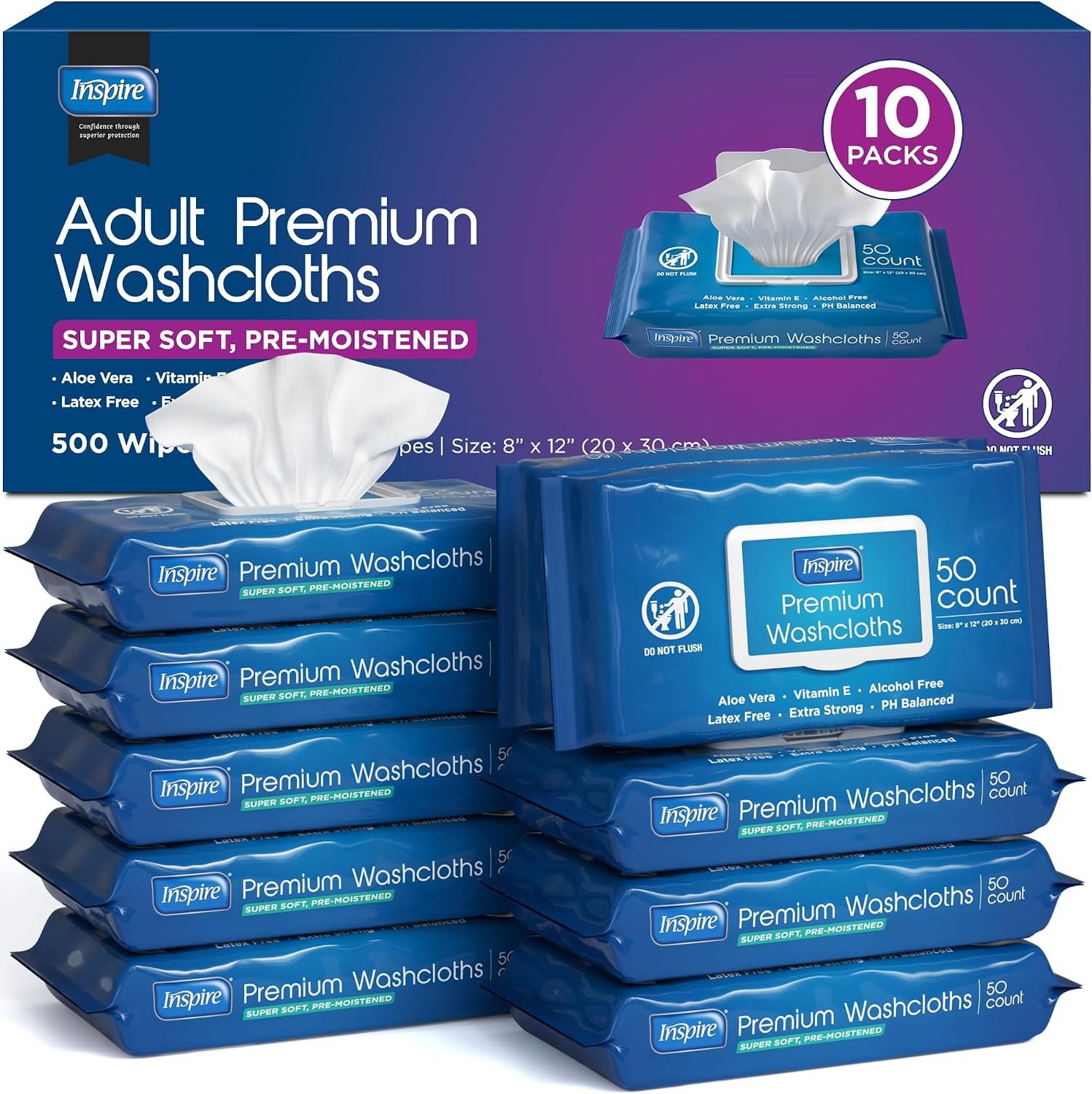 Adult Wet Wipes Wash Cloths Incontinence & Cleansing Elderly 8″x13″ 780 Count)