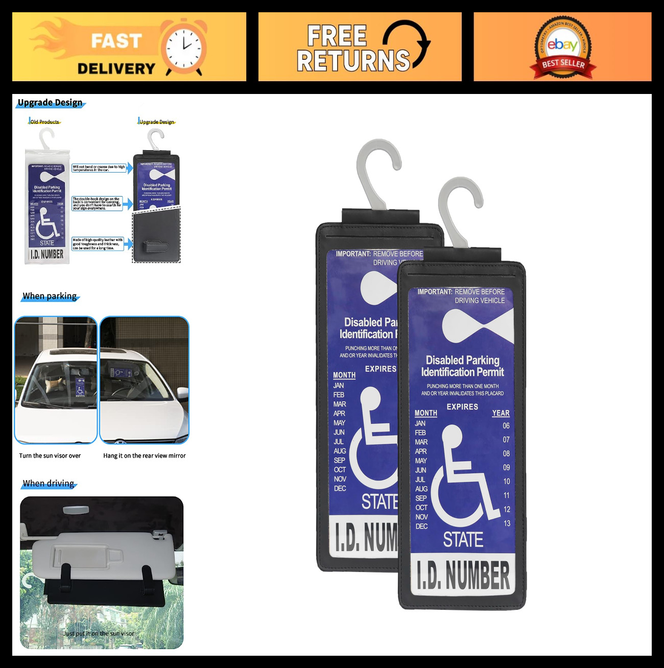Portable Handicap Placard Holder – Transparent Disability Parking Protector Slee