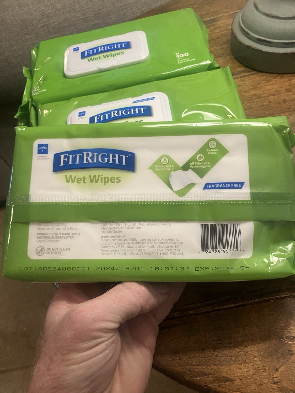 FitRight 100 Count Wet Wipes 3 Packages Never Opened- Fragrance Free