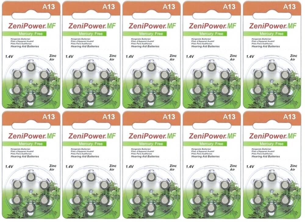 ZeniPower Size A13 PR48 Mercury Free Hearing Aid Batteries Pack of 180