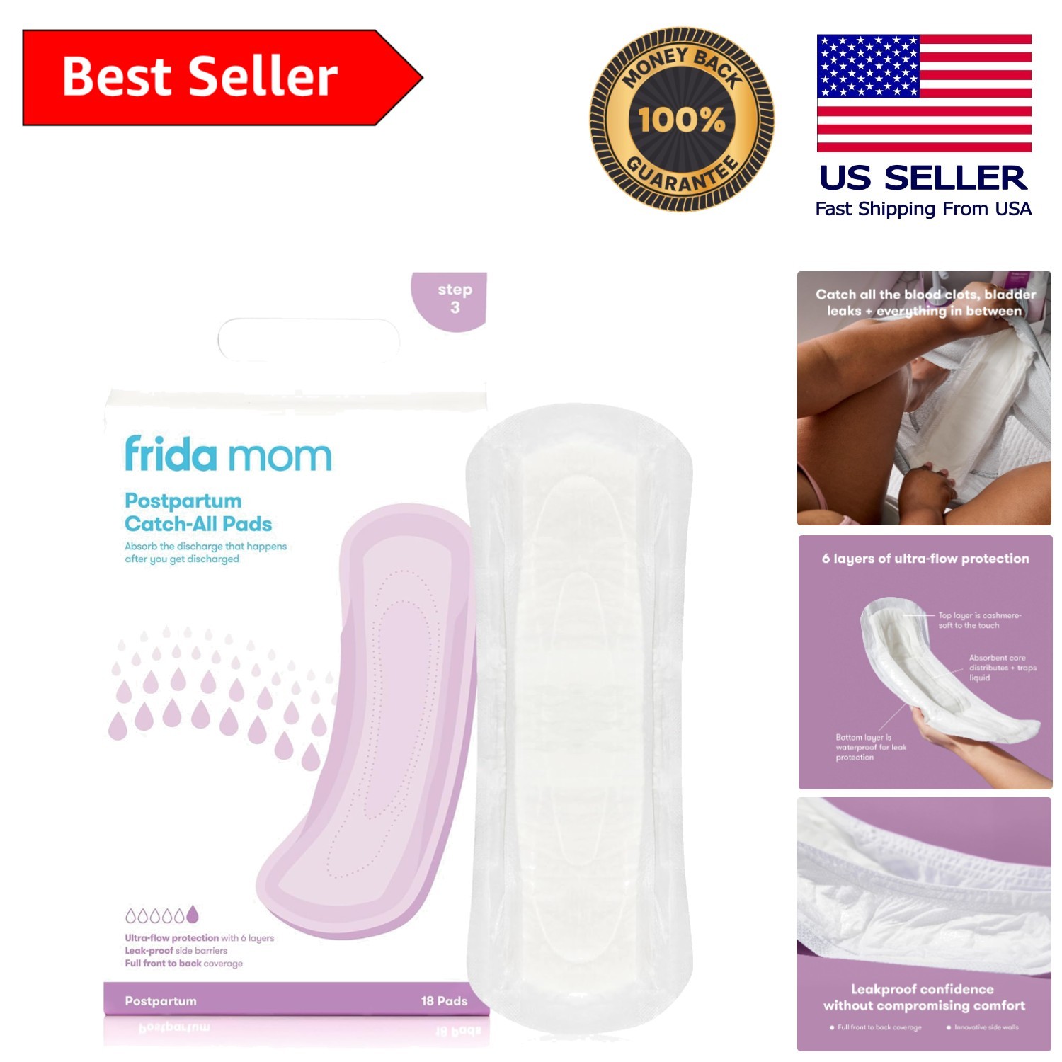 Postpartum Care Maxi Pads – 18ct Leak-Proof, Superior Comfort for Recovery