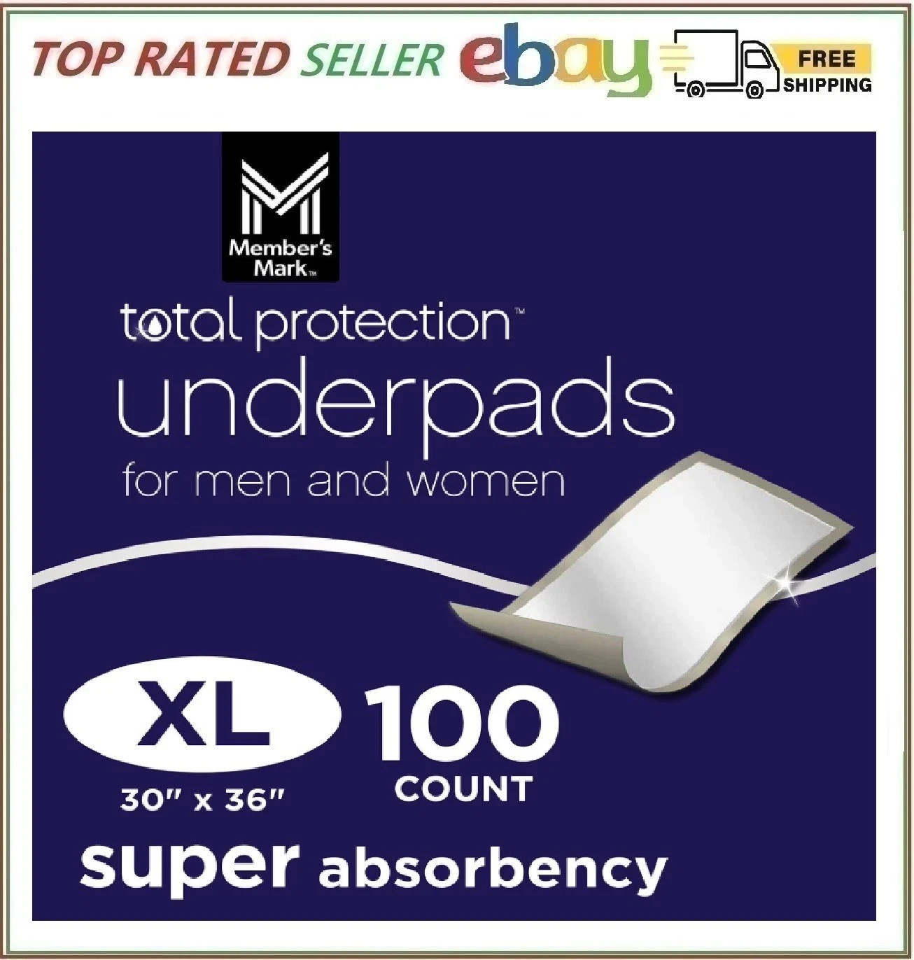 Member’s Mark Total Protection Underpads Extra-Large, 30″ x 36″ 100 ct