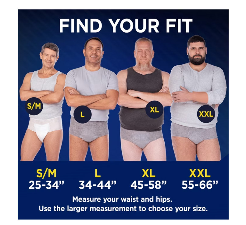 TENA Men Maximum Incontinence Underwear XXL 56 Count 55-66 Waist