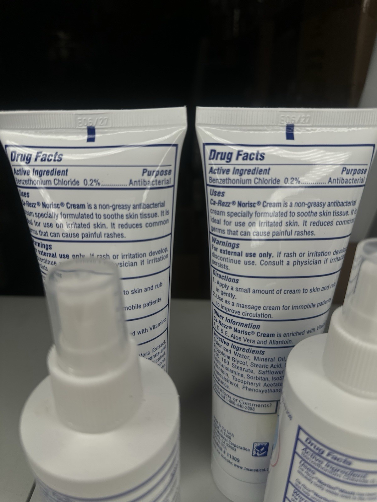 Ca-Rezz Antibacterial Skin care Norisc Cream 9.7 oz Incontinent Wash 8oz