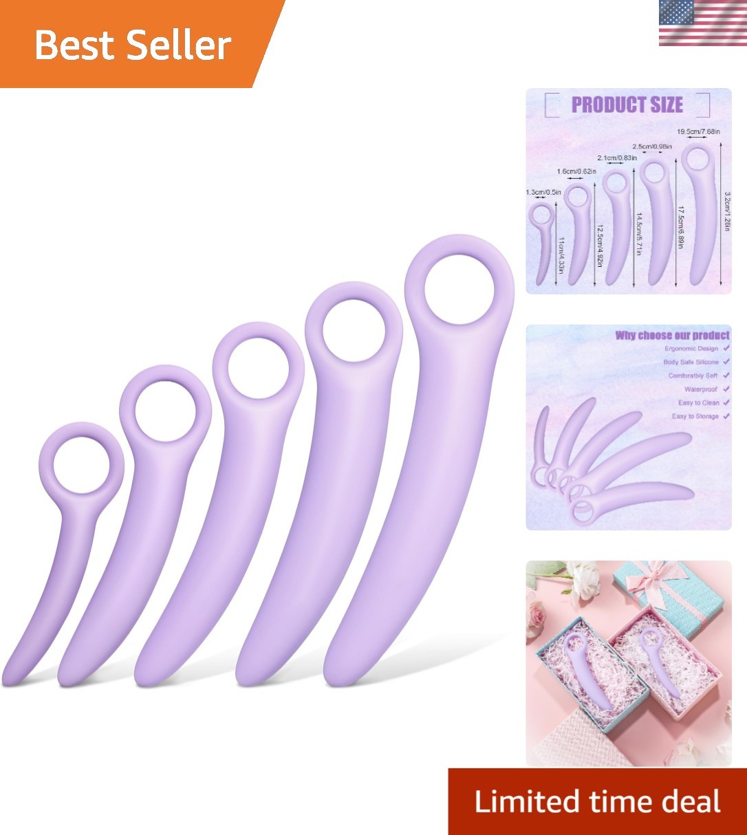 5-Pack Silicone Dilators for Pelvic Floor for Women with Fine Scales Pelvic Wand