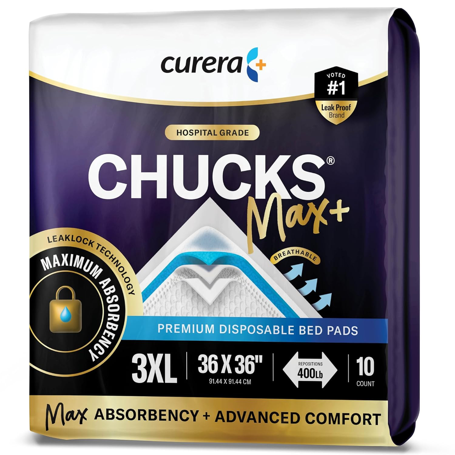 Chucks MAX+ Hospital Bed Pads Disposable Adult 36 x 36 Incontinence Pads – XXX-L
