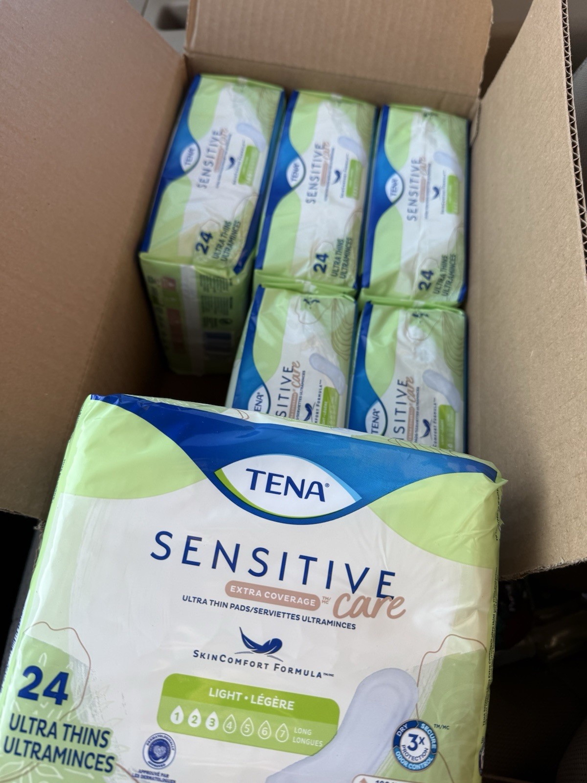 Tena Sensitive Care Ultra Thin Light Incontinence pads Ultra Thin 144 Ct 6 PACK