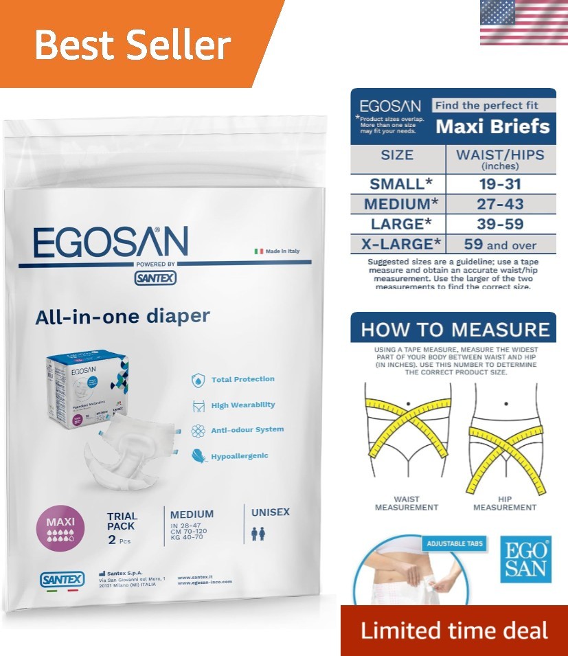 Comfort-Fit Adult Diapers with Wetness Indicator – Maxi Absorbency, 2 Count